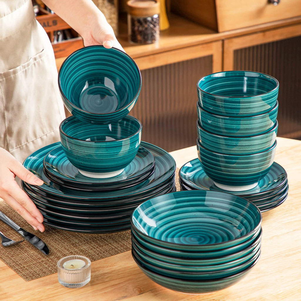 vancasso 24-delig Servies Set Groen Spiraal