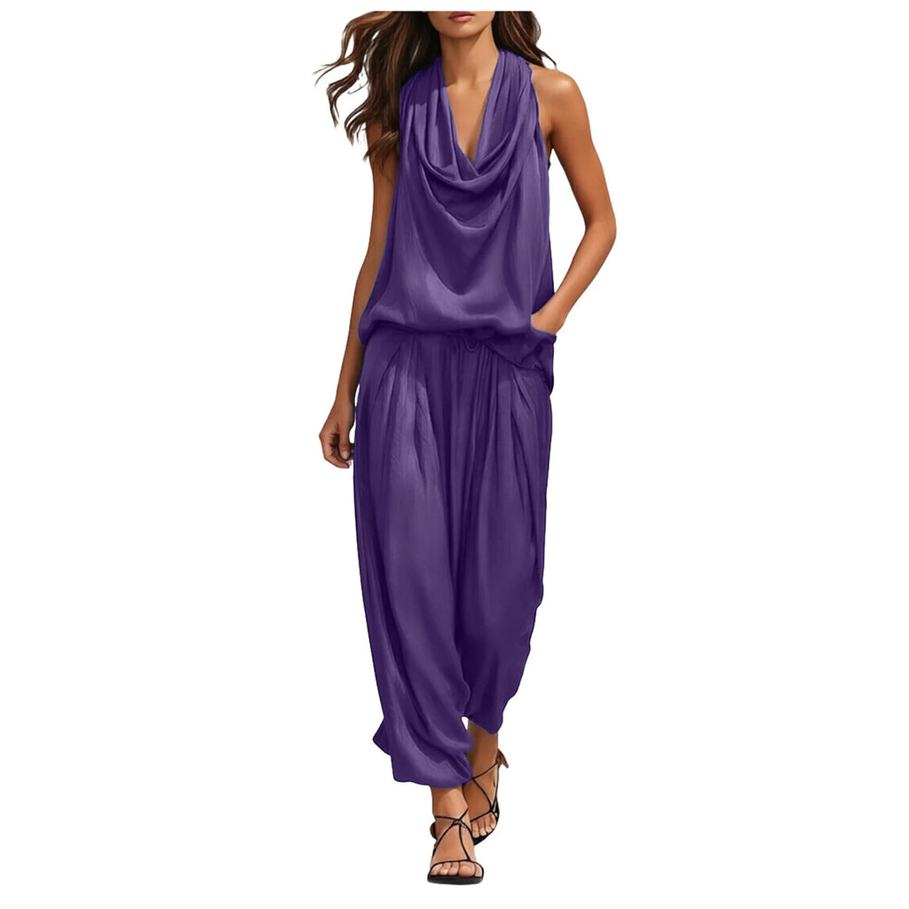 Elegante satijnen 2-delige dames set