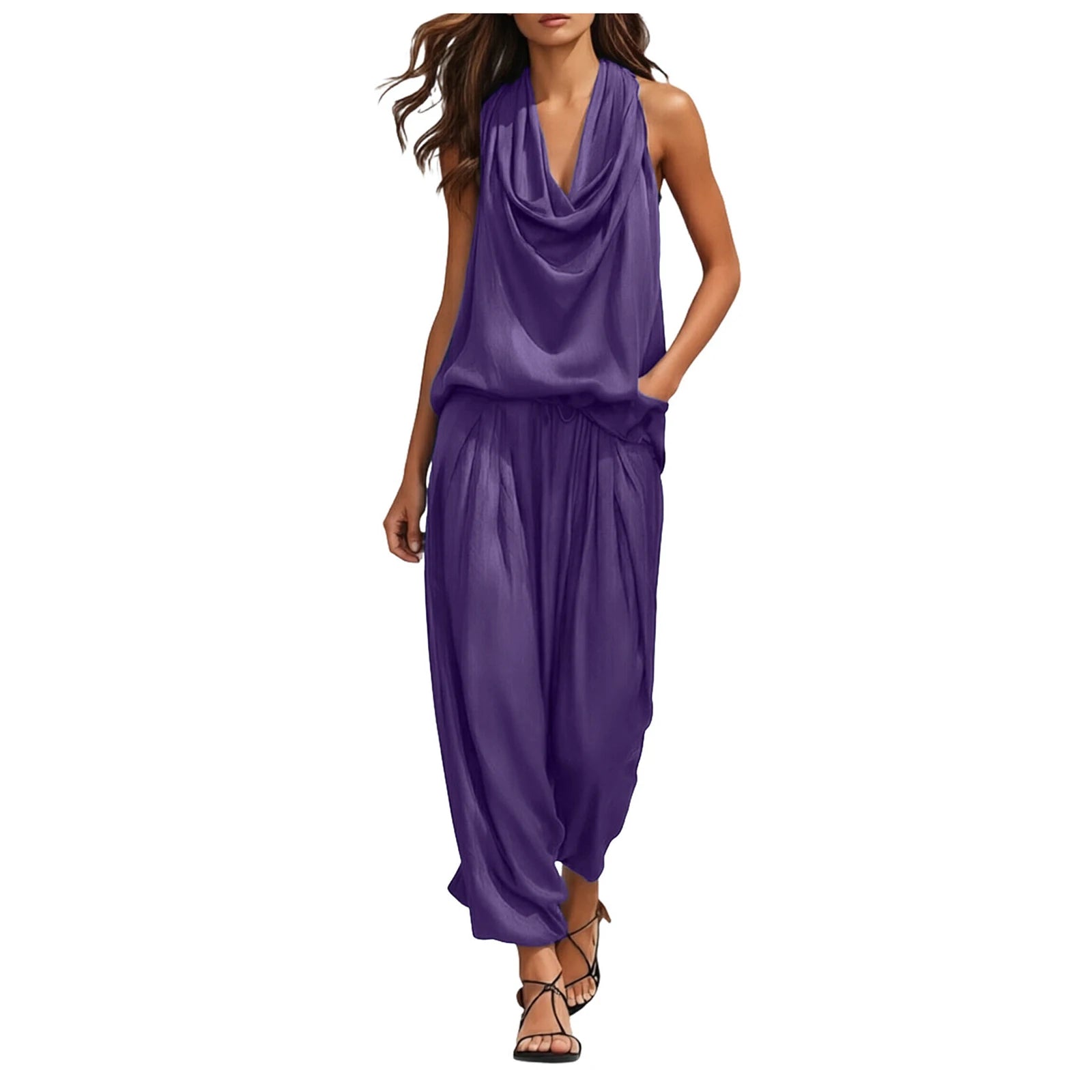 Elegante satijnen 2-delige dames set