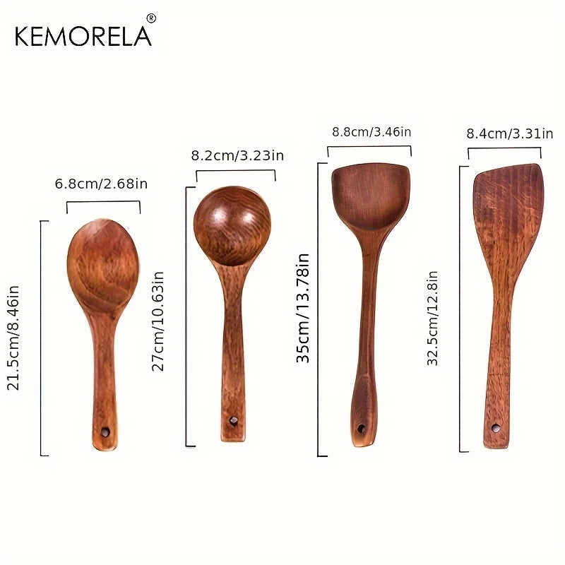 4-delige houten keukengereedschapset