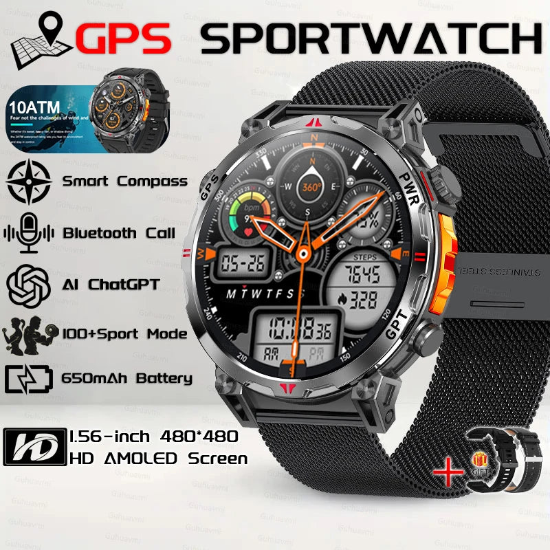 Outdoor GPS Sports Smartwatch voor heren