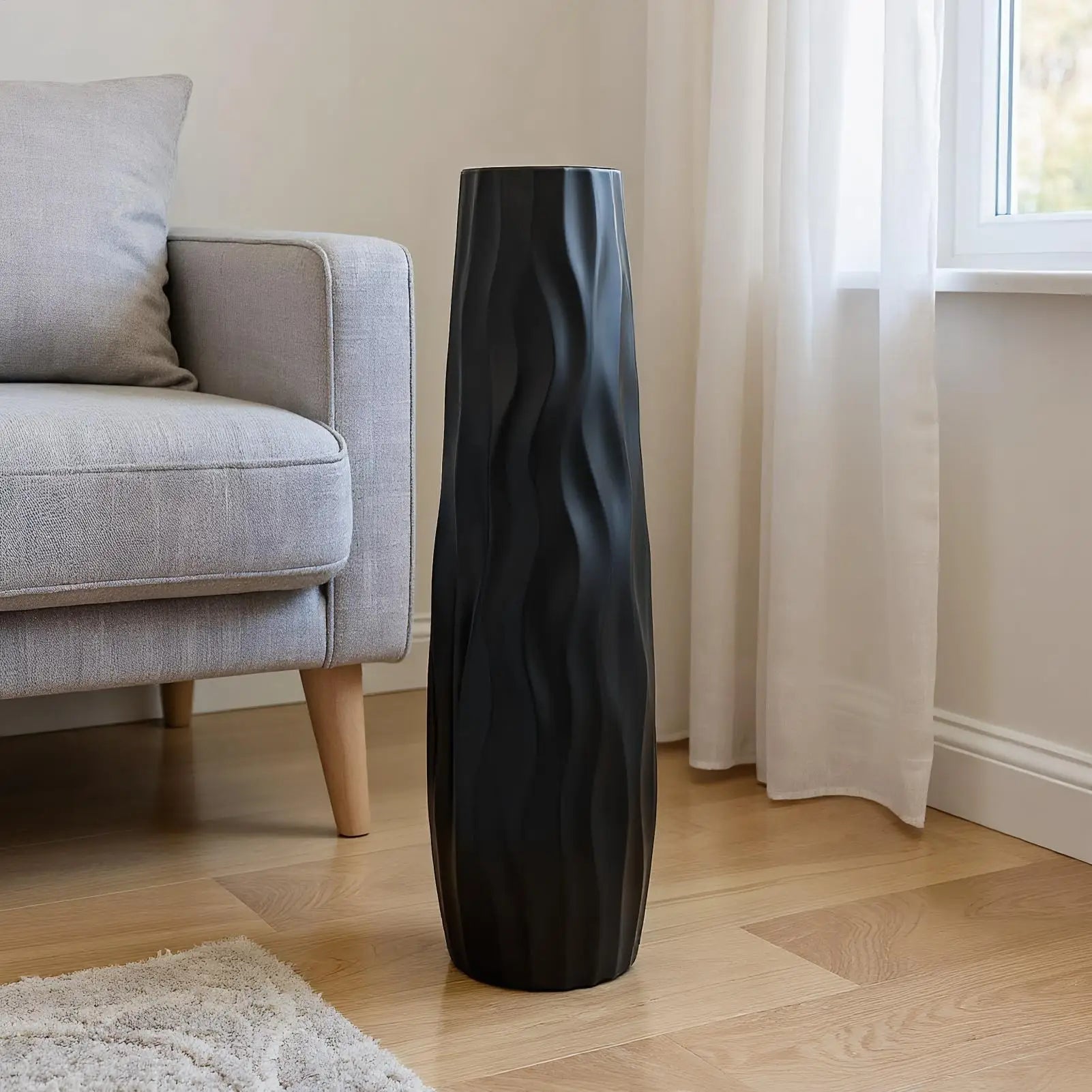Hoge vloervaas met 3D-reliëf