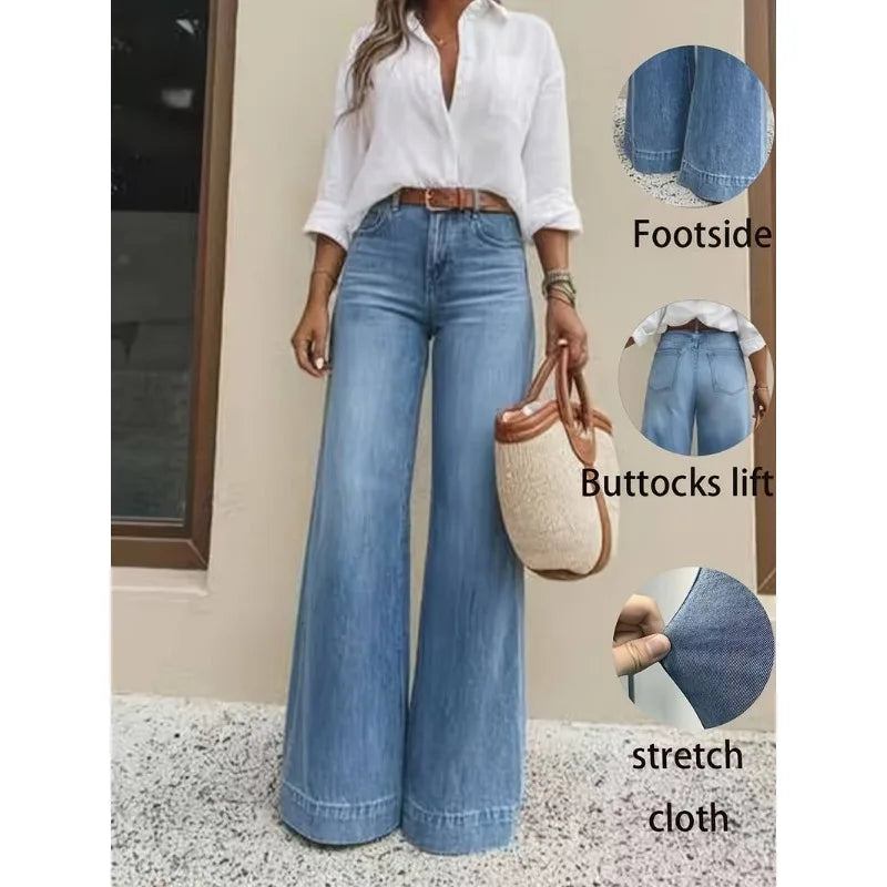 Dames high waist wide leg jeans