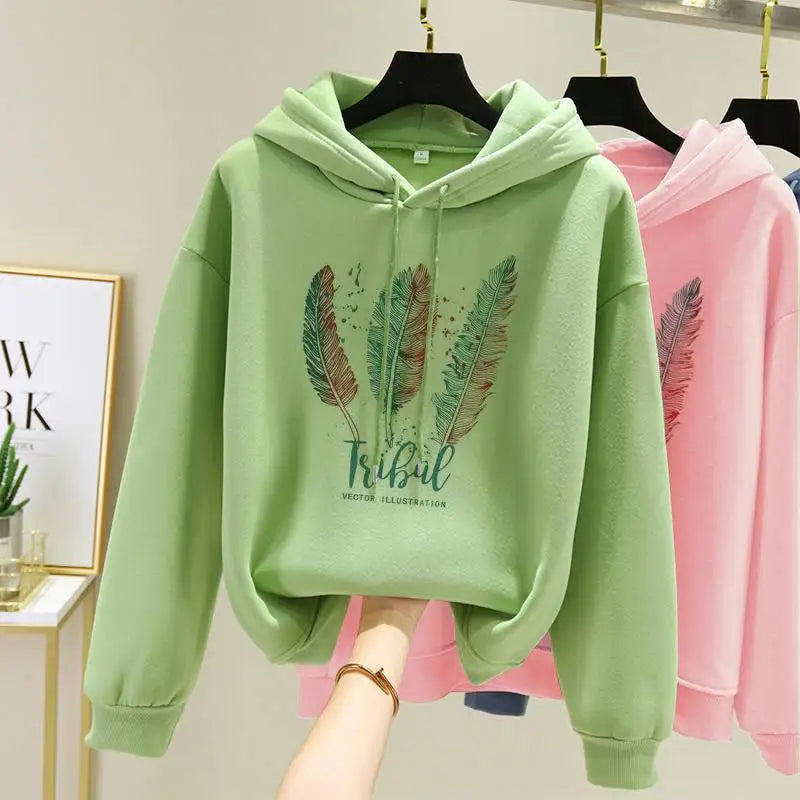 Hoodie met verenprint - afbeelding 5
