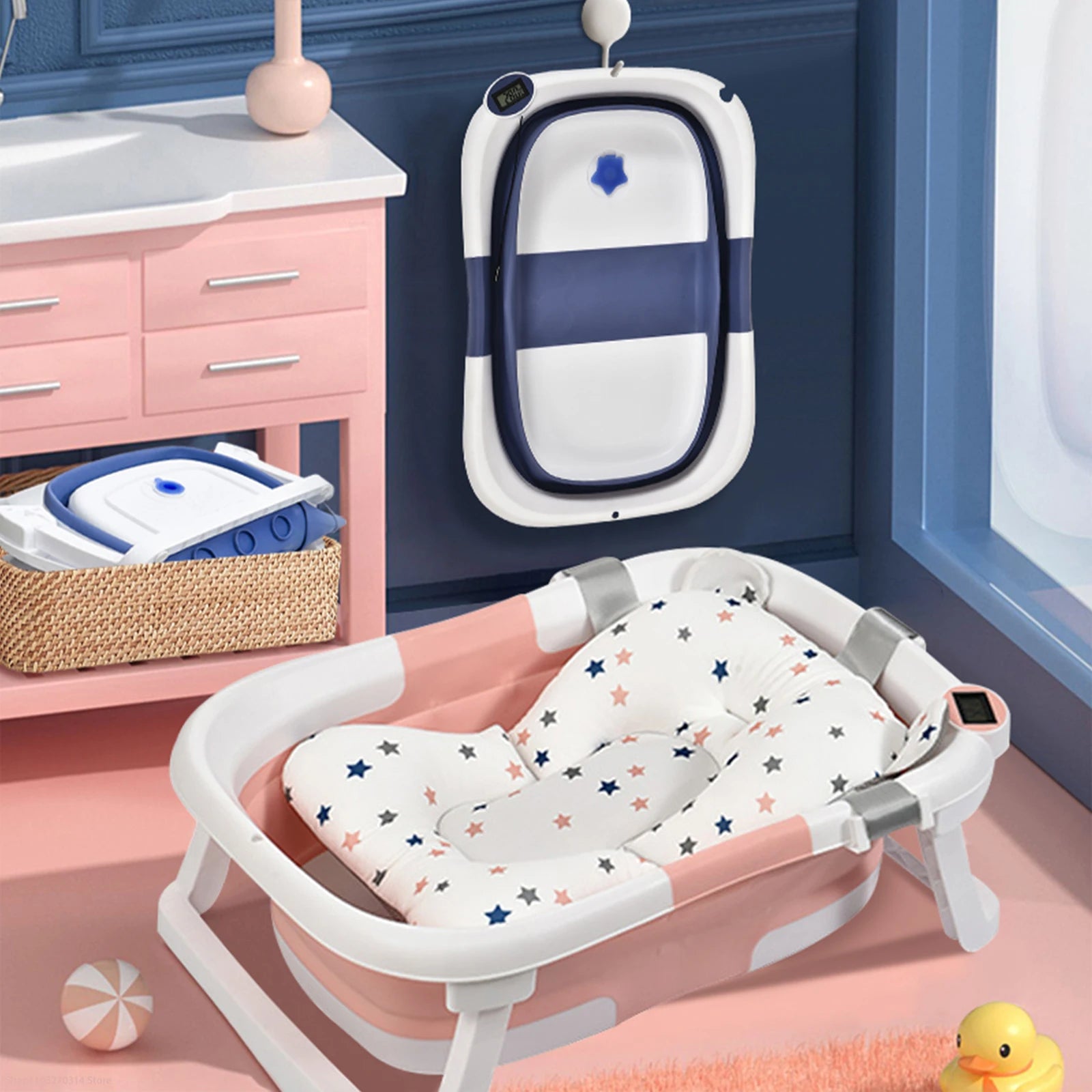 Opvouwbare babybadje van siliconen