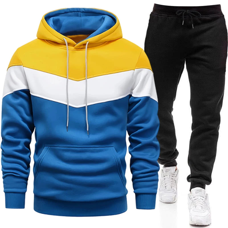 Driekleurig joggingpak met hoodie - afbeelding 5
