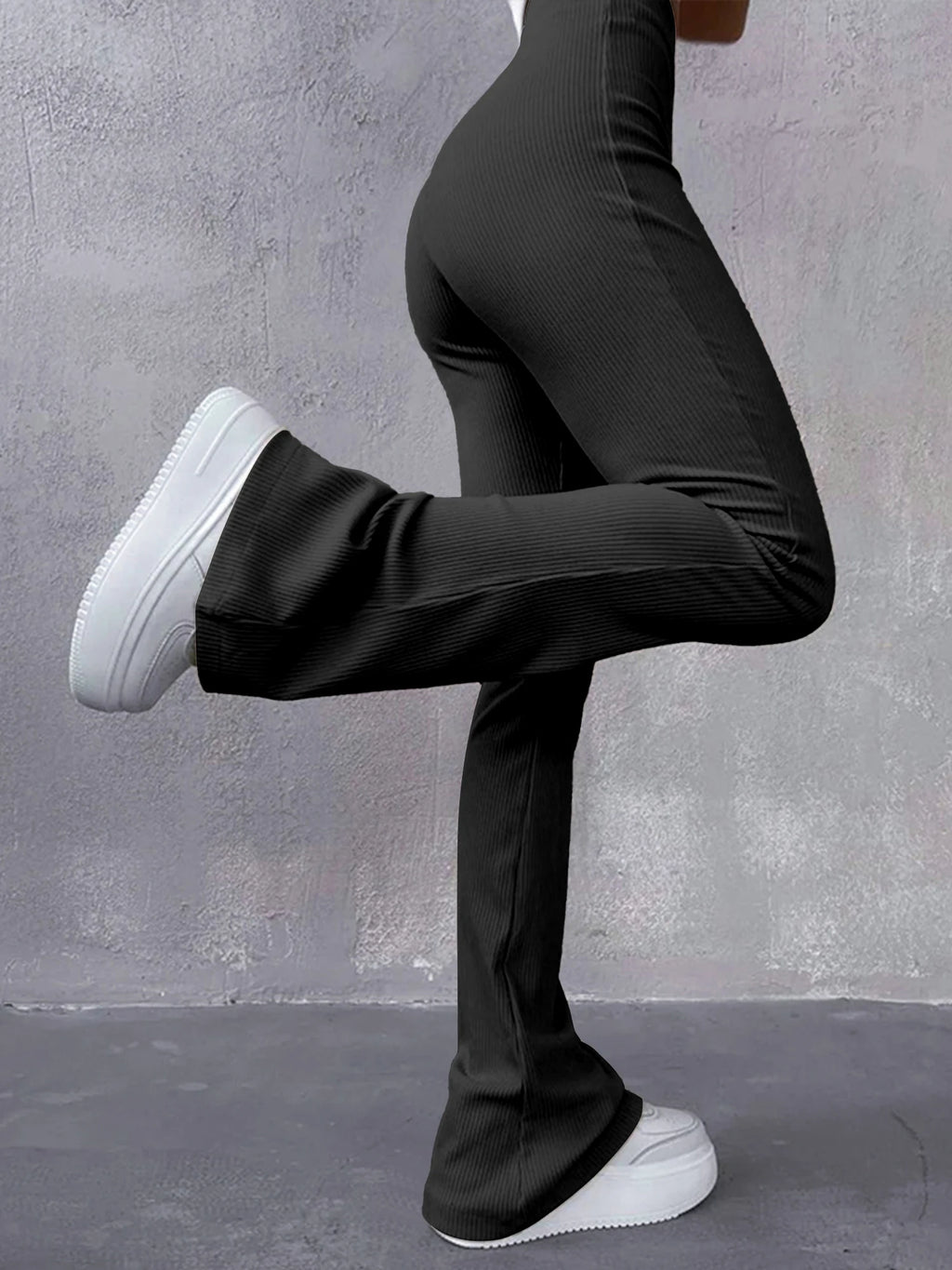 Dames ribbed flared pants