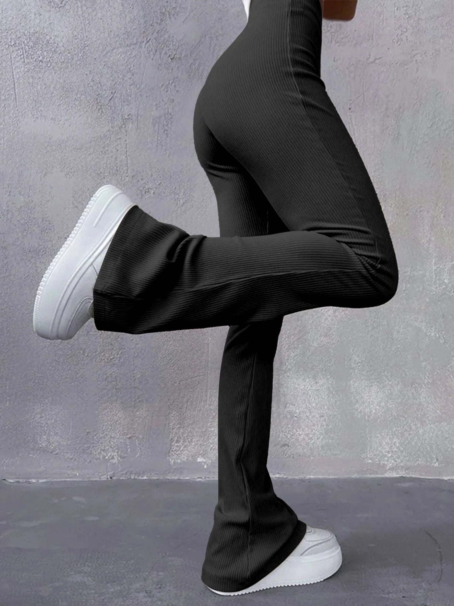 Dames ribbed flared pants