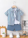 2-delige blauw-wit gestreepte zomerset