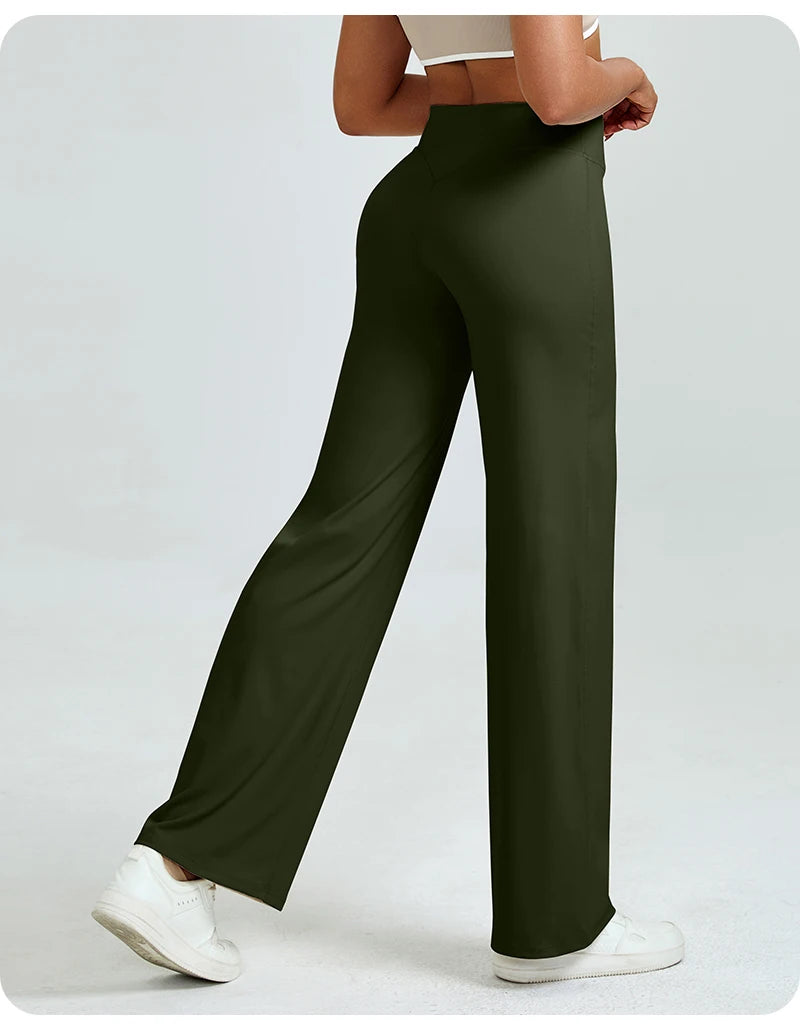 High waisted straight leg yoga pants voor dames