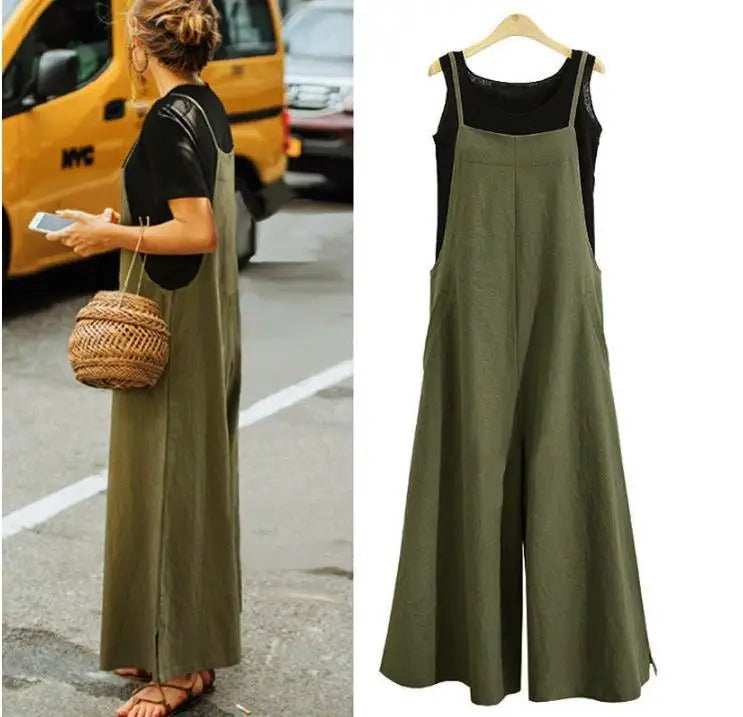 Dames wide-leg jumpsuit met bandjes