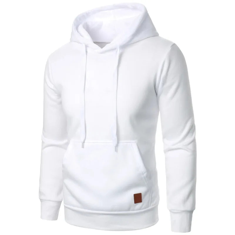 Effen herenhoodie met trekkoord - afbeelding 2
