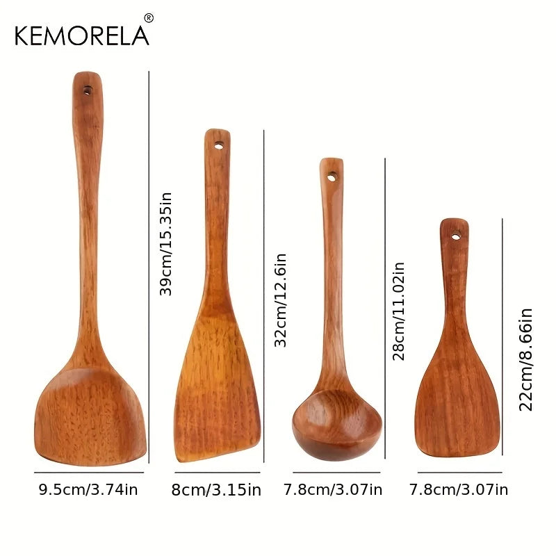 4-delige houten keukengereedschapset