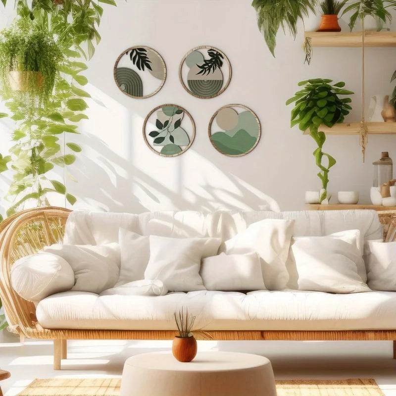 4-delige bohemian houten wanddecoratieset