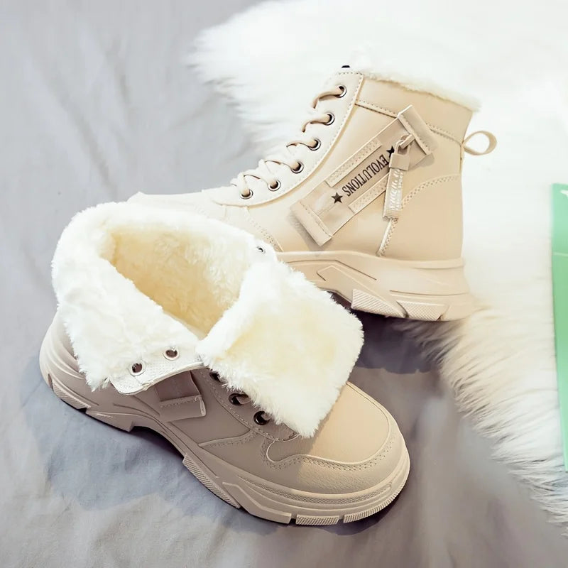 Gevoerde veterboots met plateauzool - afbeelding 3