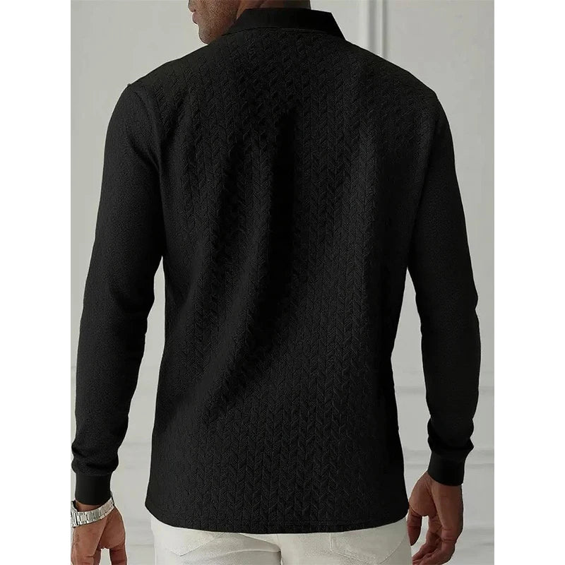 Gestructureerde polo met lange mouwen - afbeelding 3