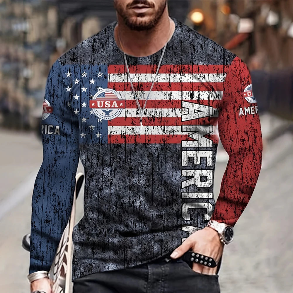 Vintage longsleeve met vlagprint - afbeelding 3