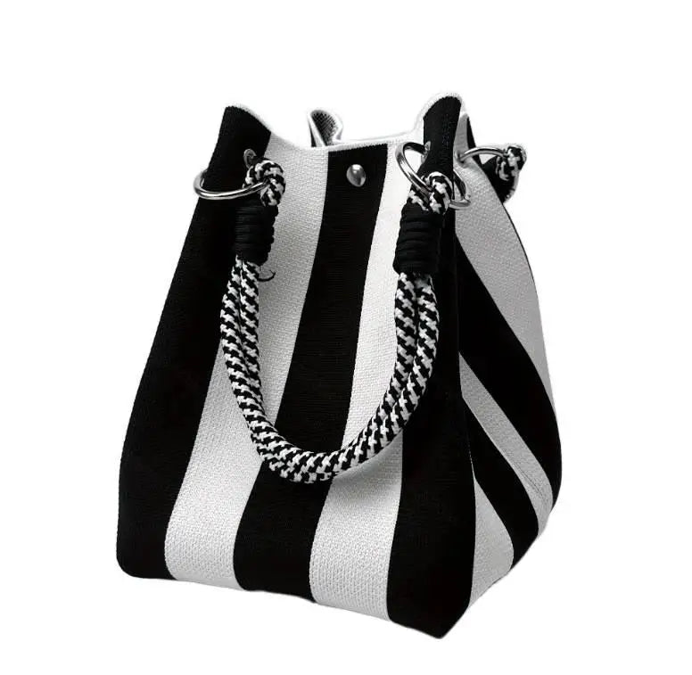Gestreepte gebreide mini-tas - afbeelding 6