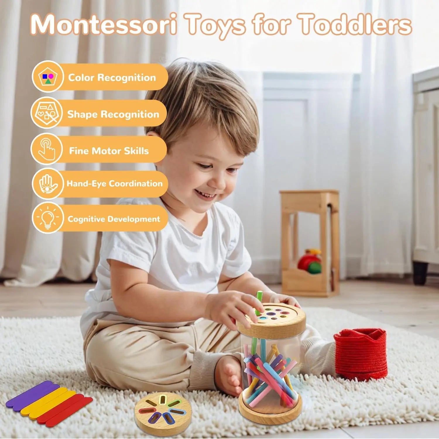Montessori houten kleurensorteerspel