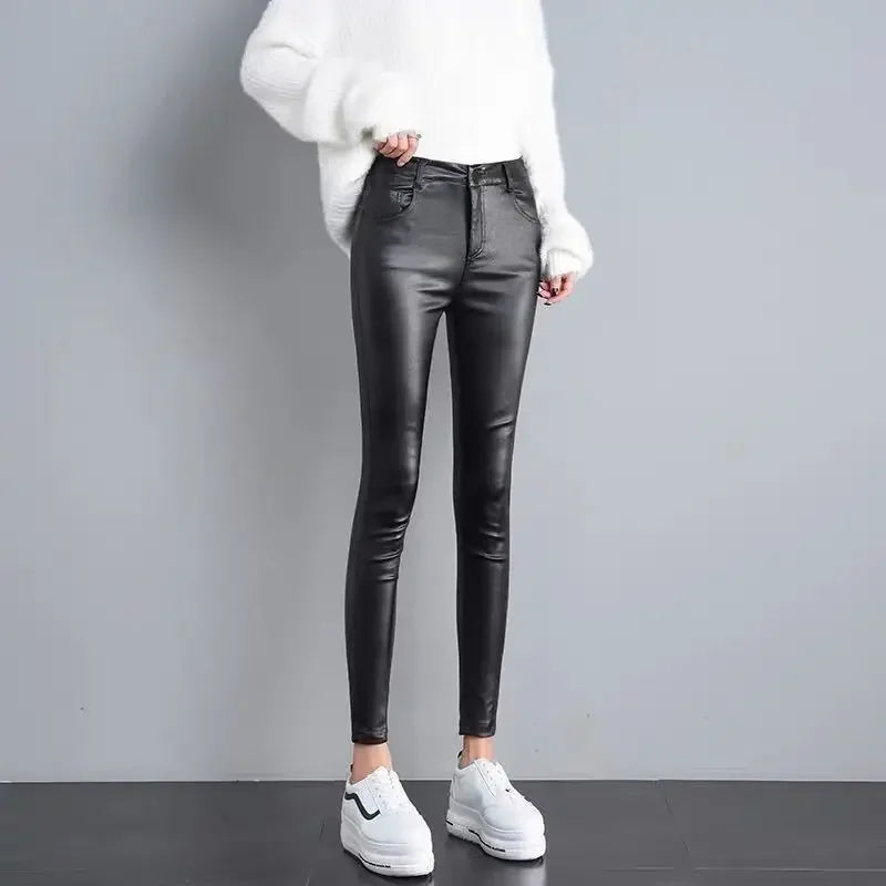 Slanke Broek in Leerlook - afbeelding 3