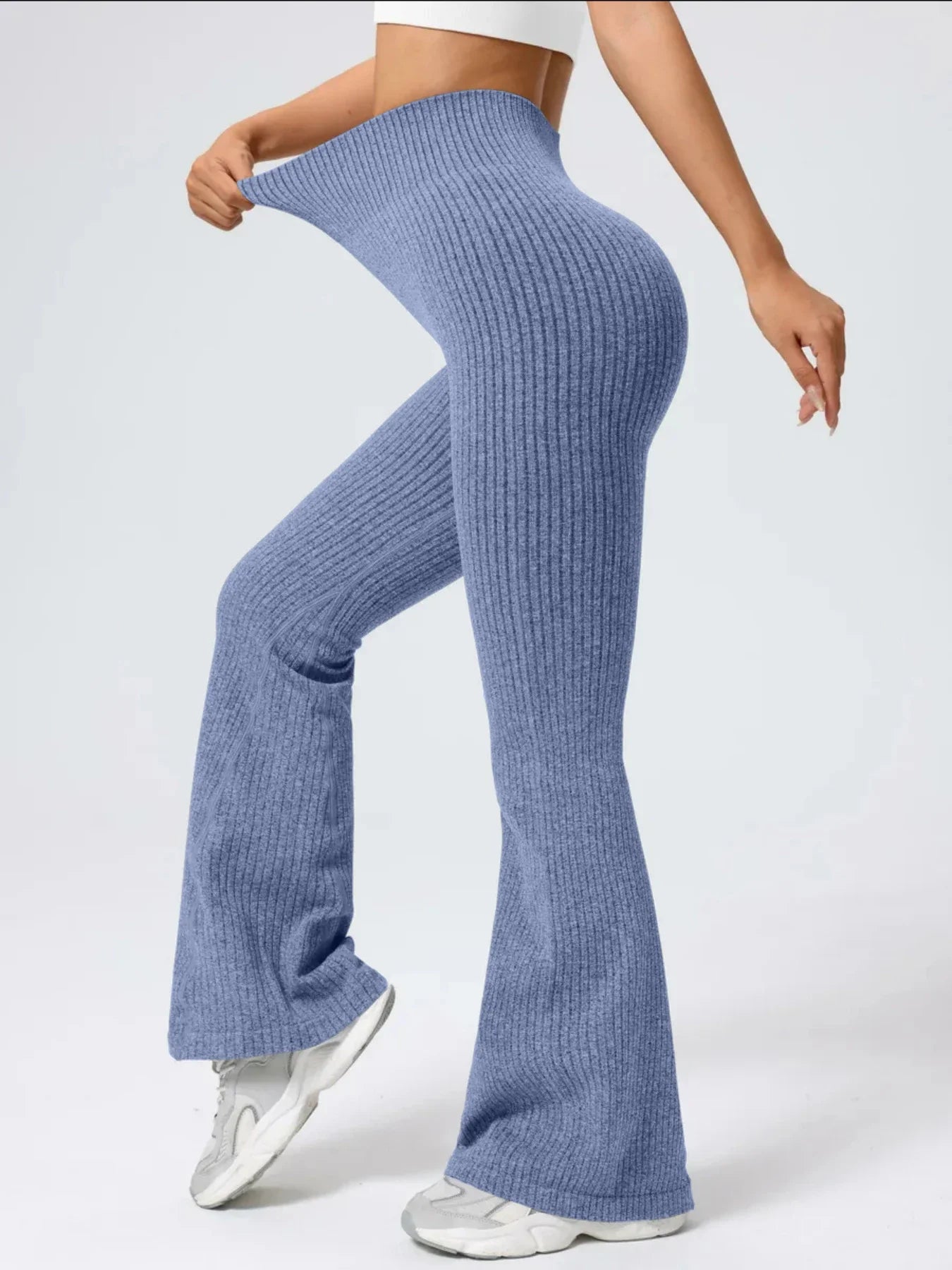 High-waist stretchy bell bottom broek voor dames