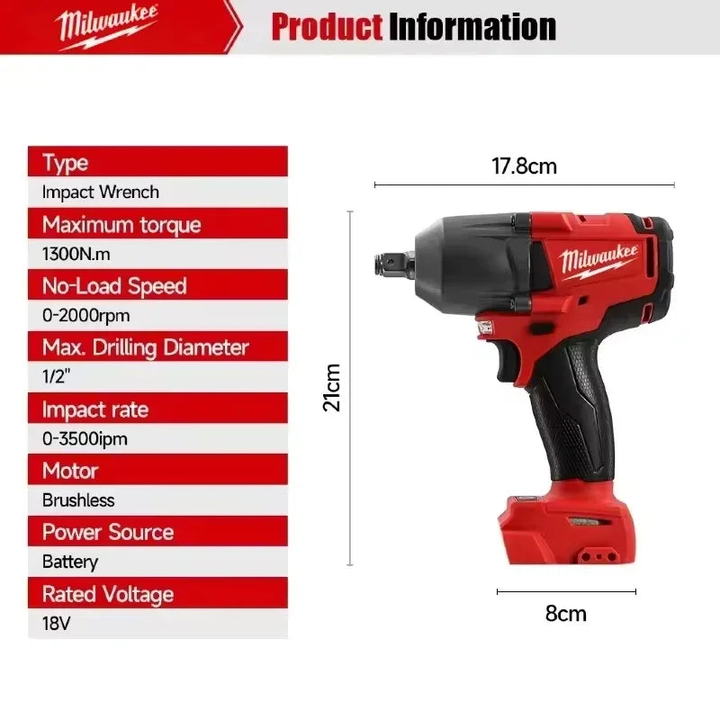 Milwaukee Slagmoersleutel 1/2" 18V Brushless