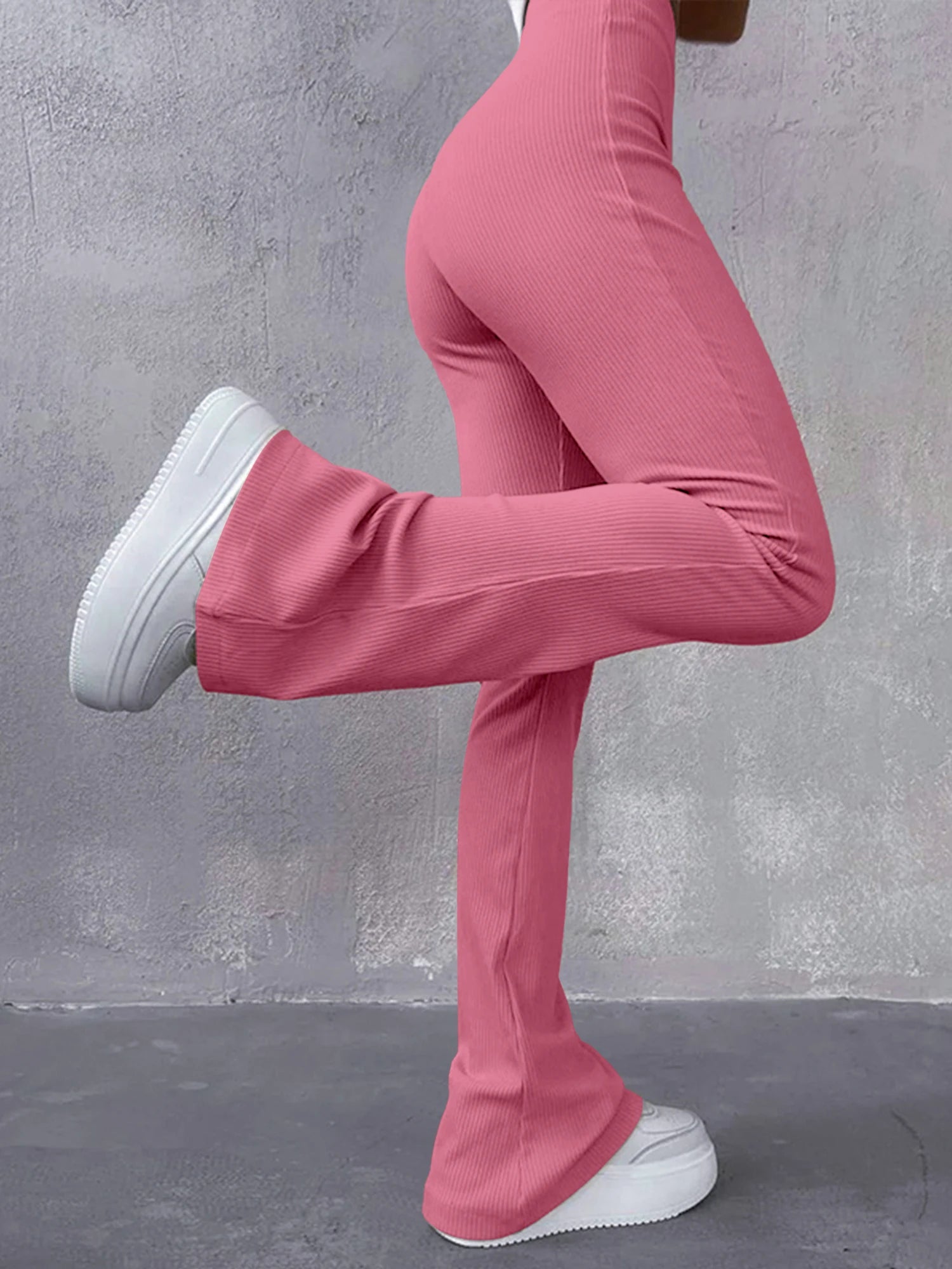 Dames ribbed flared pants