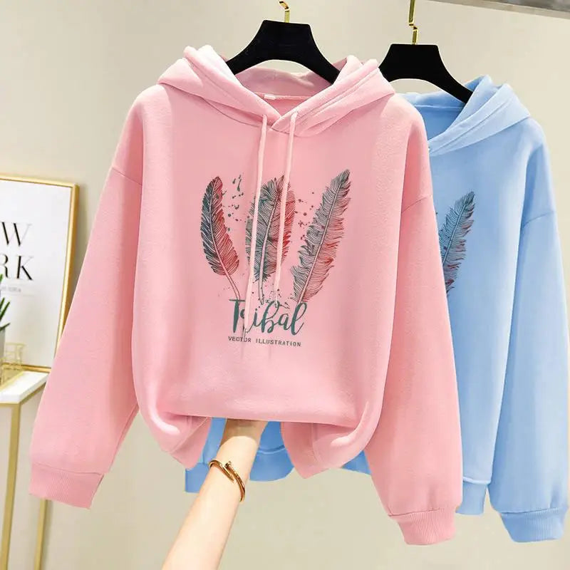 Hoodie met verenprint