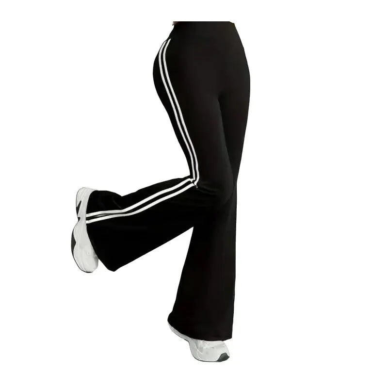 Dames flared sportbroek met zijstrepen