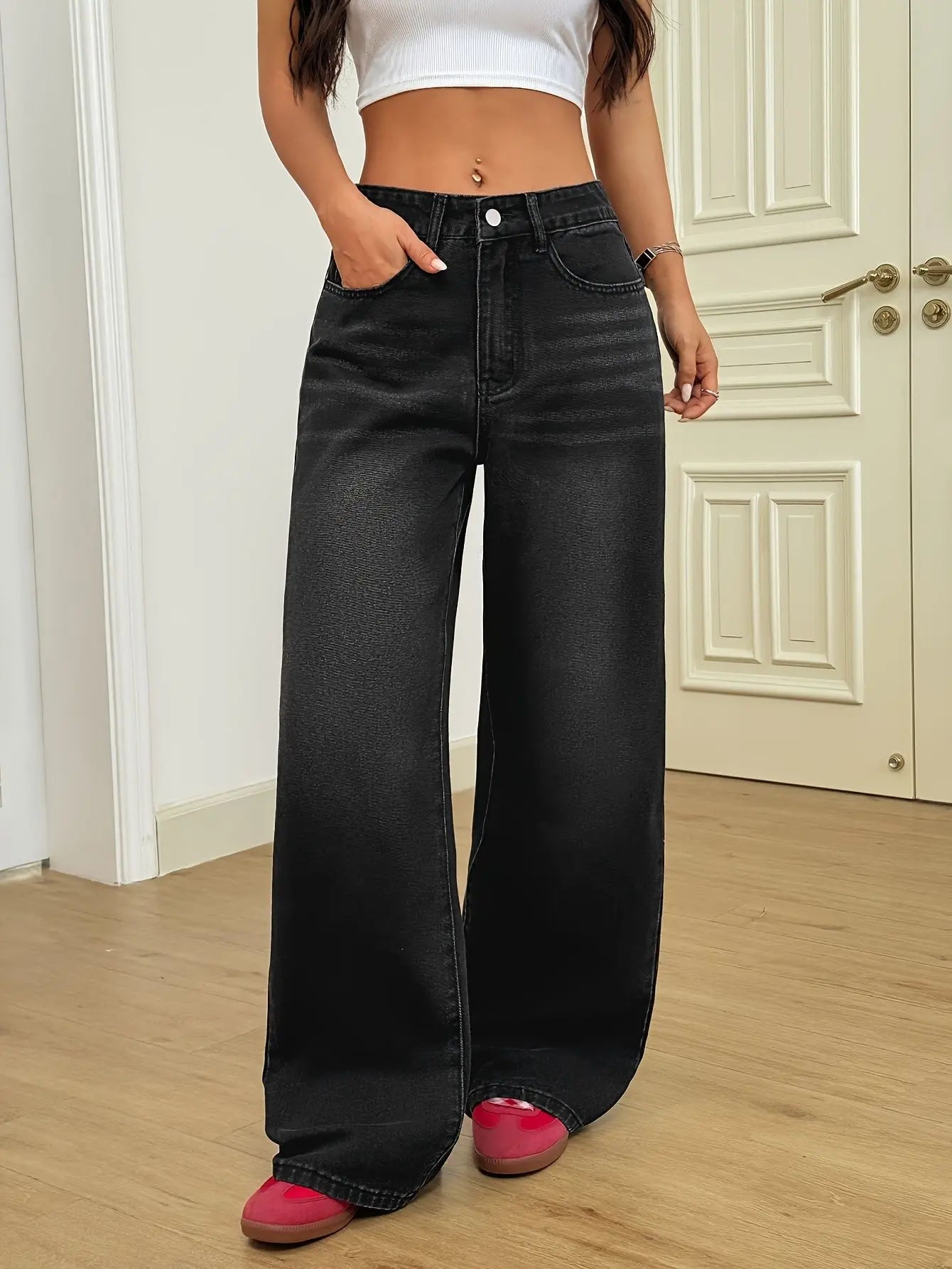 Retro high waist damesjeans