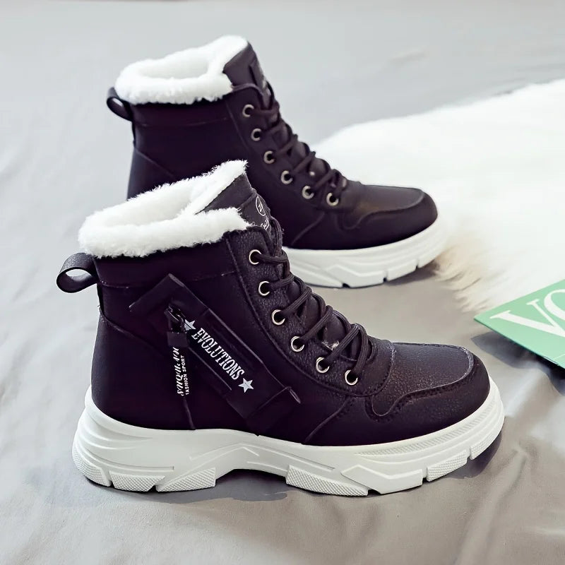Gevoerde veterboots met plateauzool - afbeelding 35