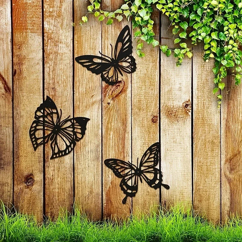 3-delige metalen wanddecoratieset met vlinders, libellen en kolibries