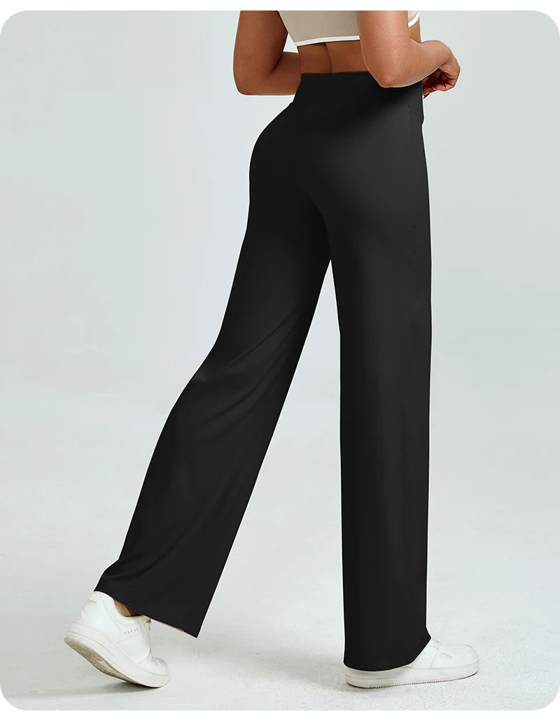 High waisted straight leg yoga pants voor dames