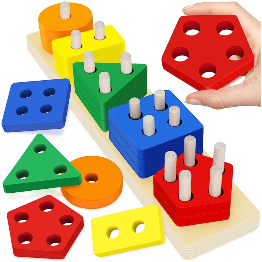 Montessori houten sorteer- en stapelpuzzel