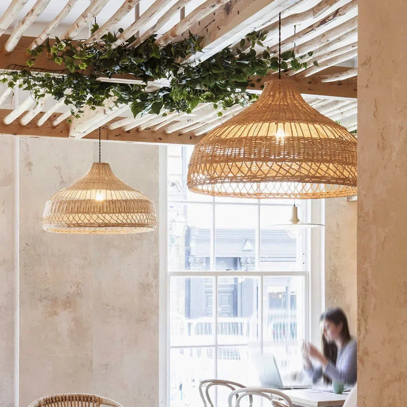 Handgeweven rotan LED hanglamp