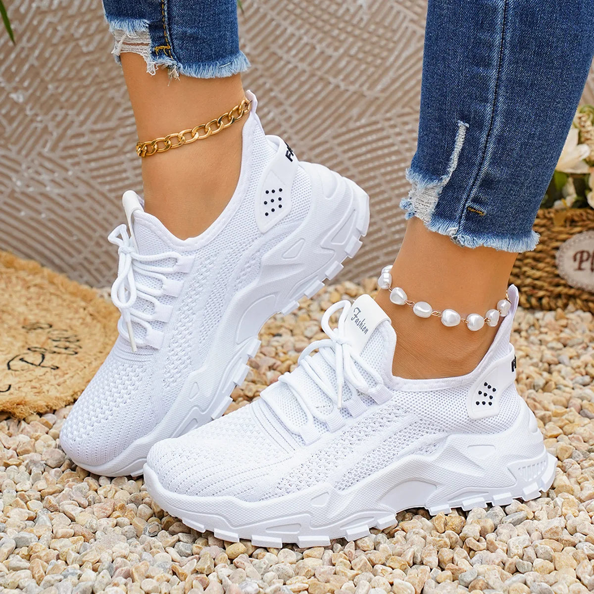 Chunky gebreide plateausneakers - afbeelding 6