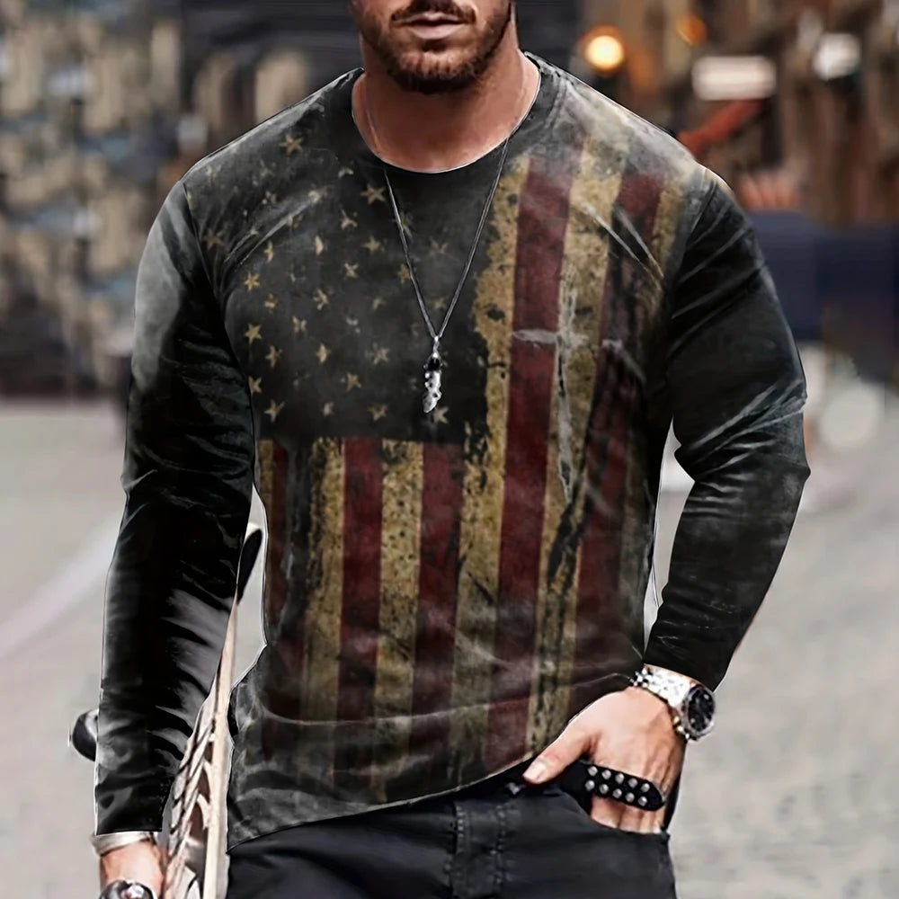 Vintage longsleeve met vlagprint - afbeelding 11