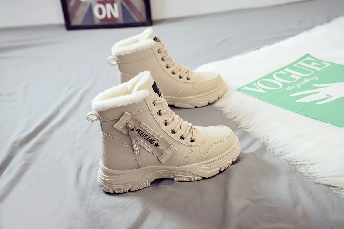 Gevoerde veterboots met plateauzool - afbeelding 12