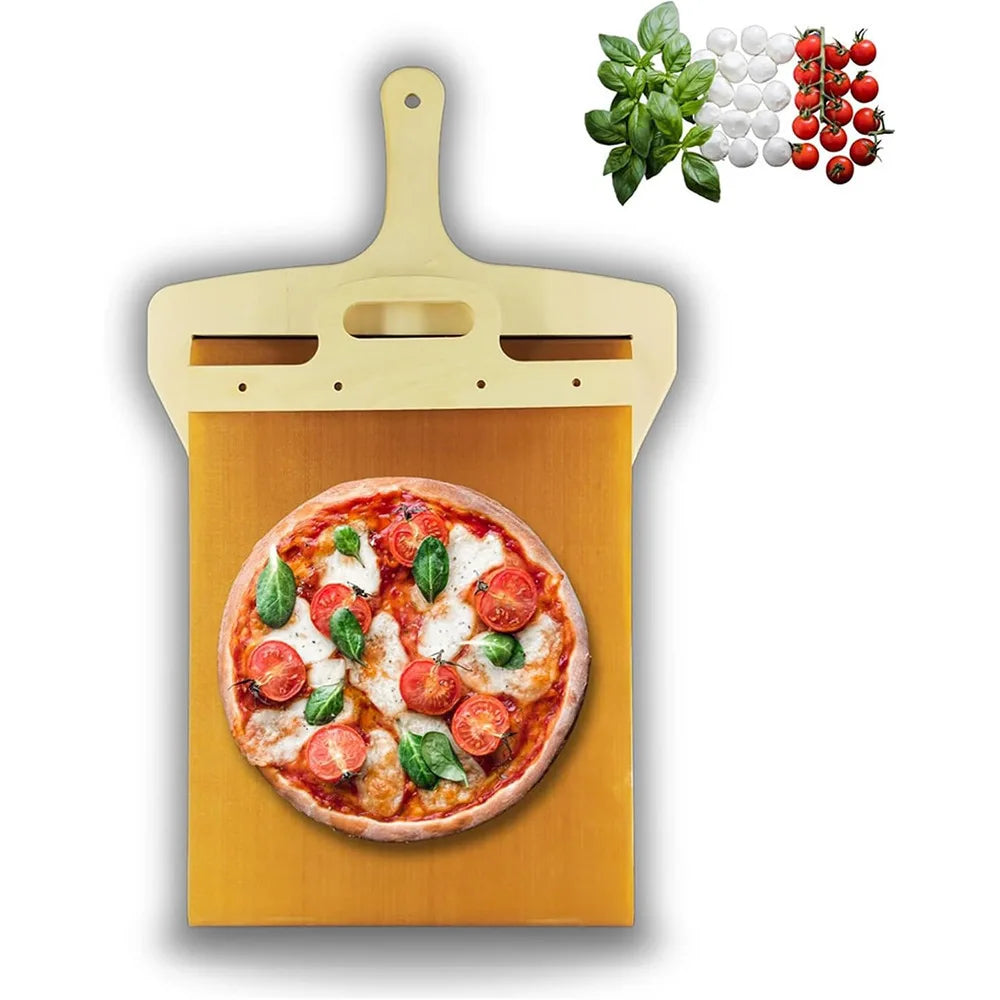 Draagbare pizza schep met schuifsysteem