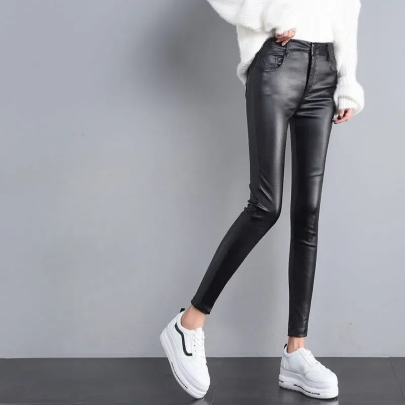 Slanke Broek in Leerlook - afbeelding 5