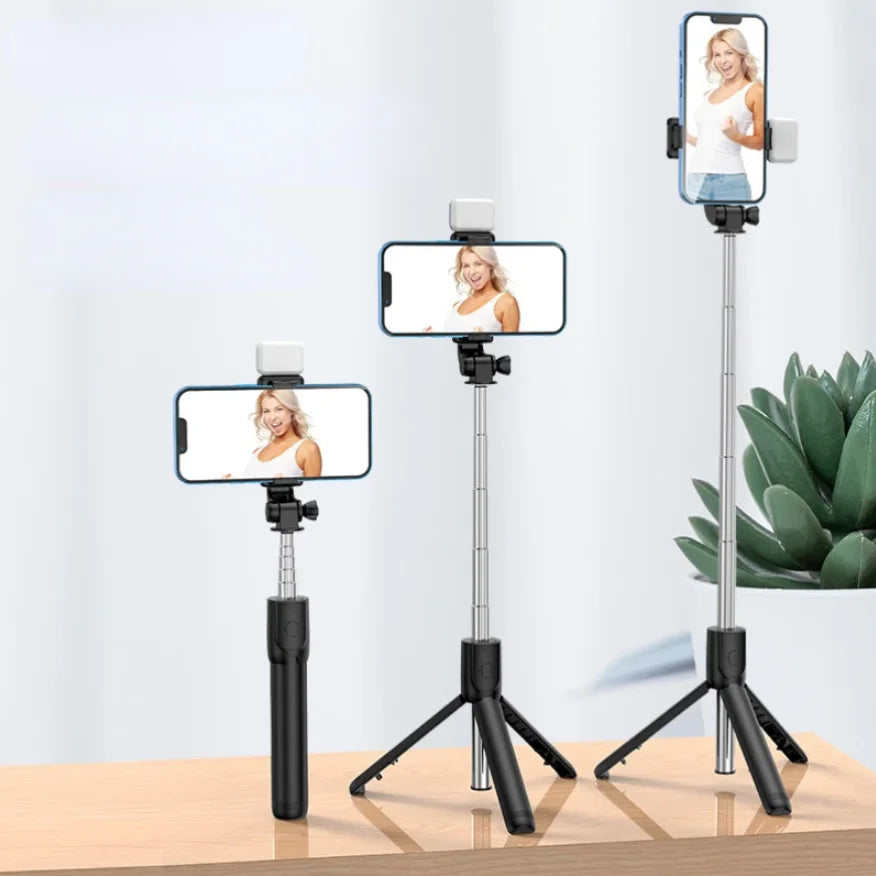 Draadloze selfie stick tripod met Bluetooth afstandsbediening en beauty fill light
