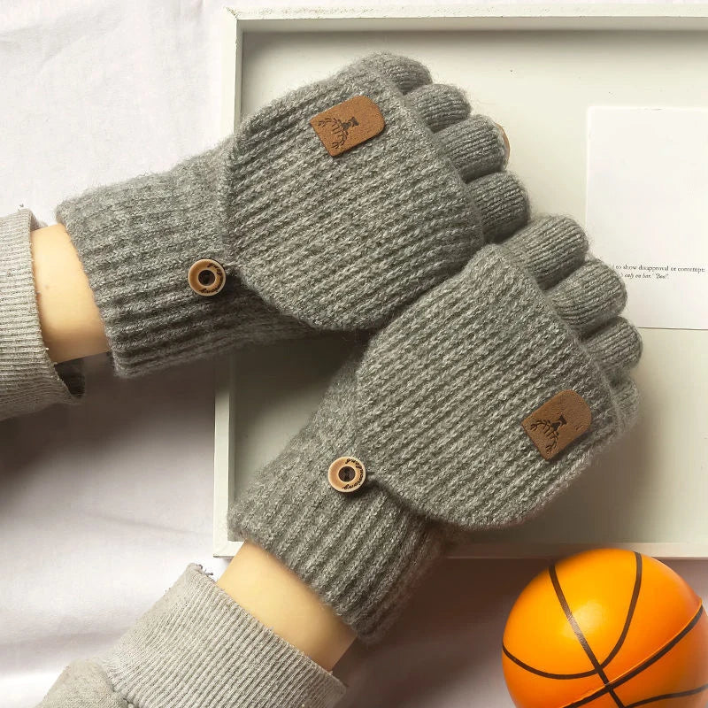 Gebreide handschoenen met klep