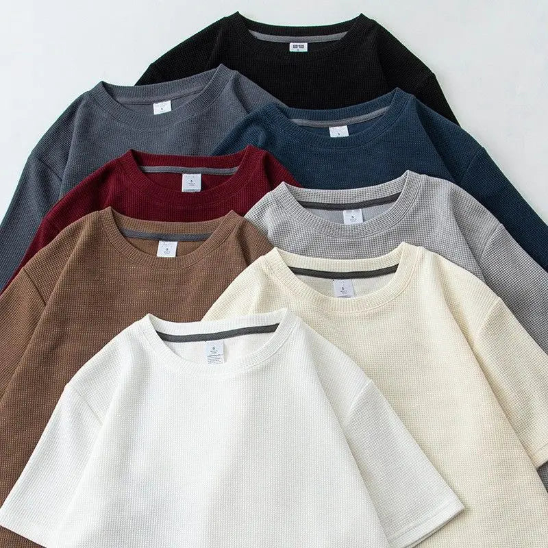 Wafel-T-shirt met ronde hals - afbeelding 5