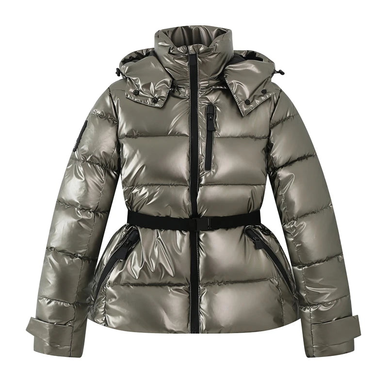 Gewatteerde winterjas met riem - afbeelding 35