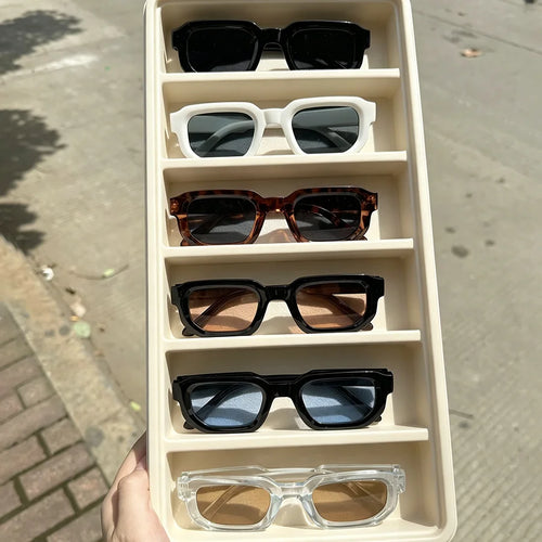 6-delige set vintage rechthoekige zonnebrillen