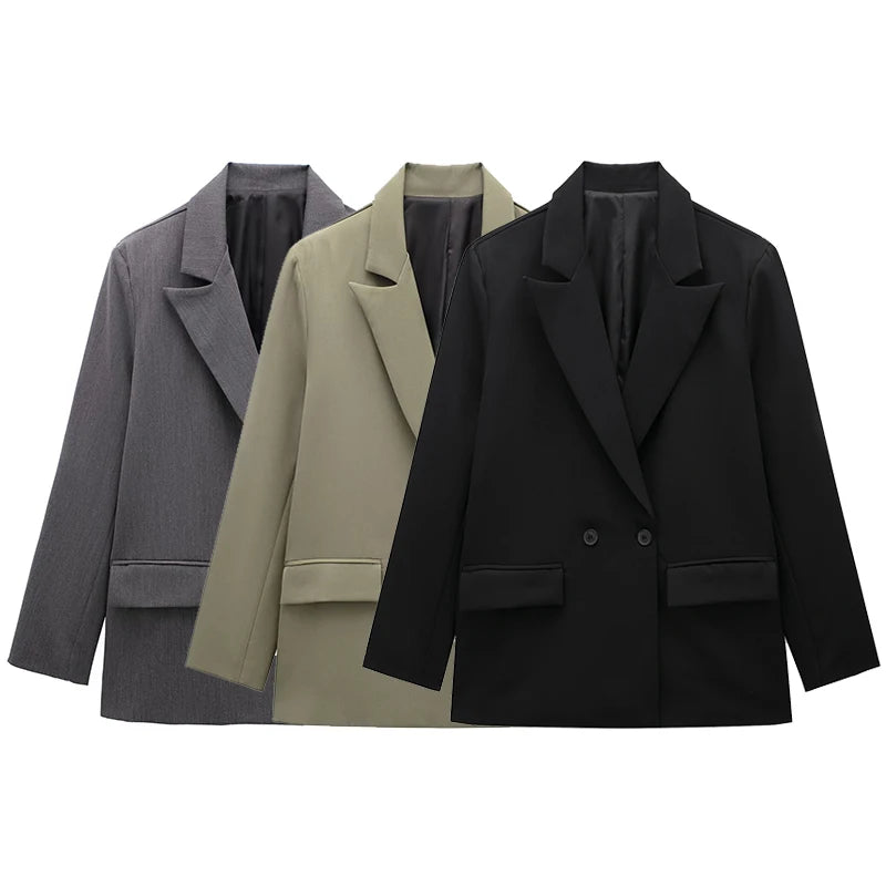 Oversized blazer met dubbele knopenrij - afbeelding 2
