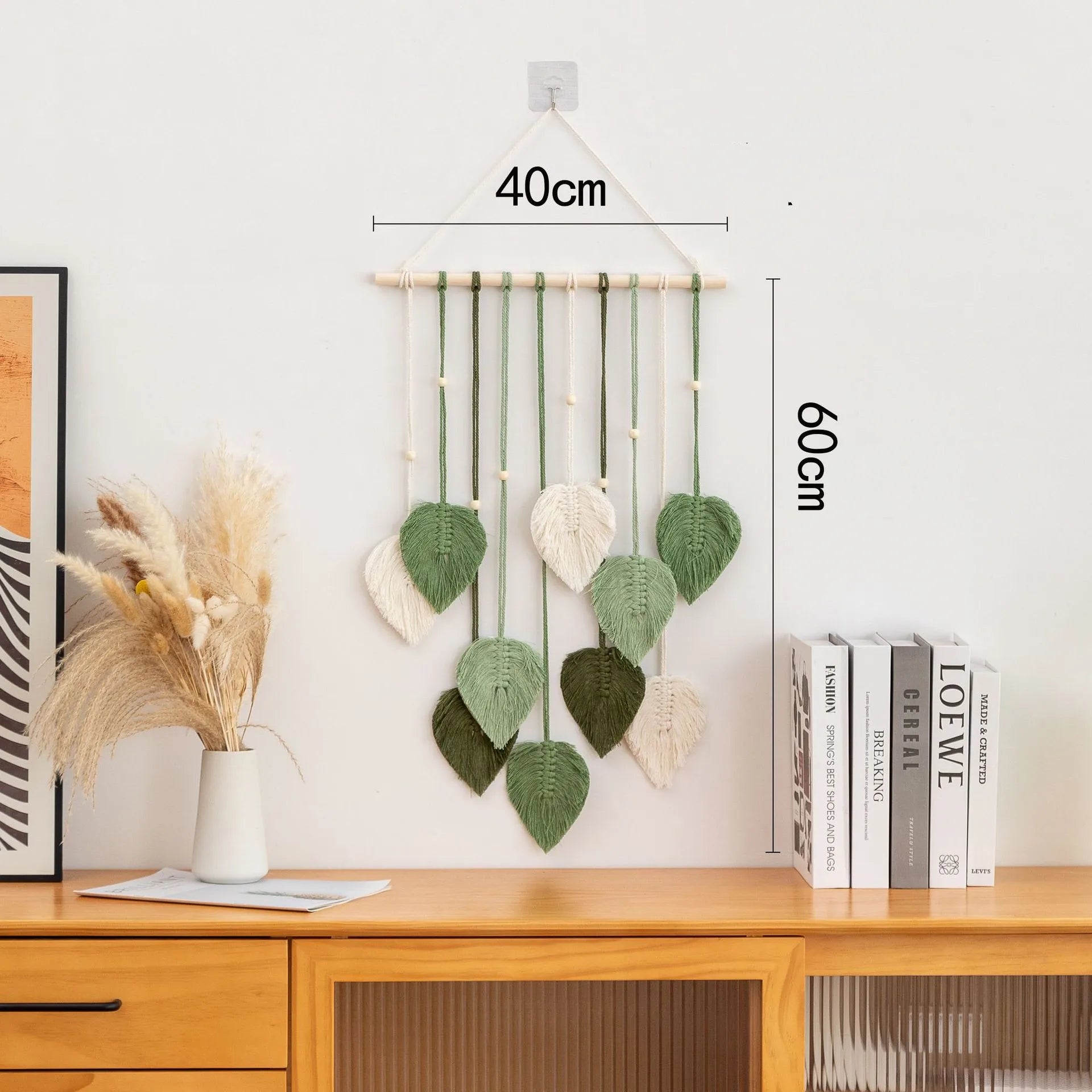 Handgemaakte macramé blad wanddecoratie