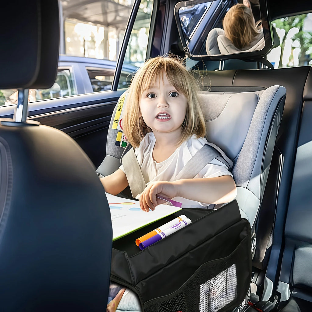 Opvouwbare en uitbreidbare reistafel voor autostoelen