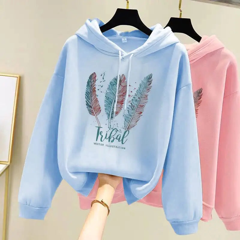 Hoodie met verenprint - afbeelding 4