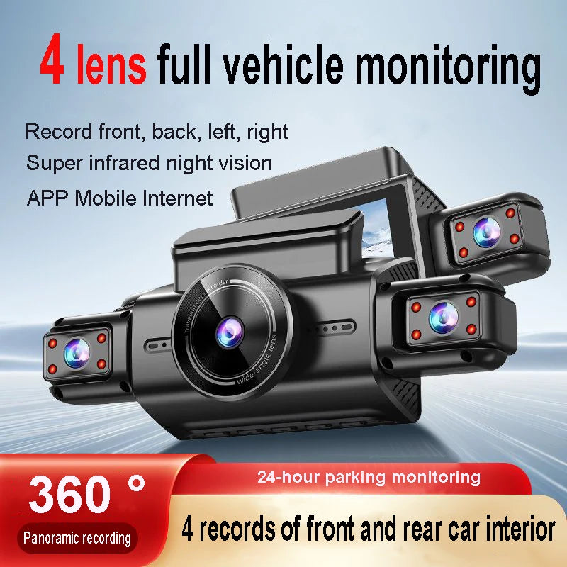Verborgen 4-kanaals dashcam 4K met nachtzicht (Onedo)